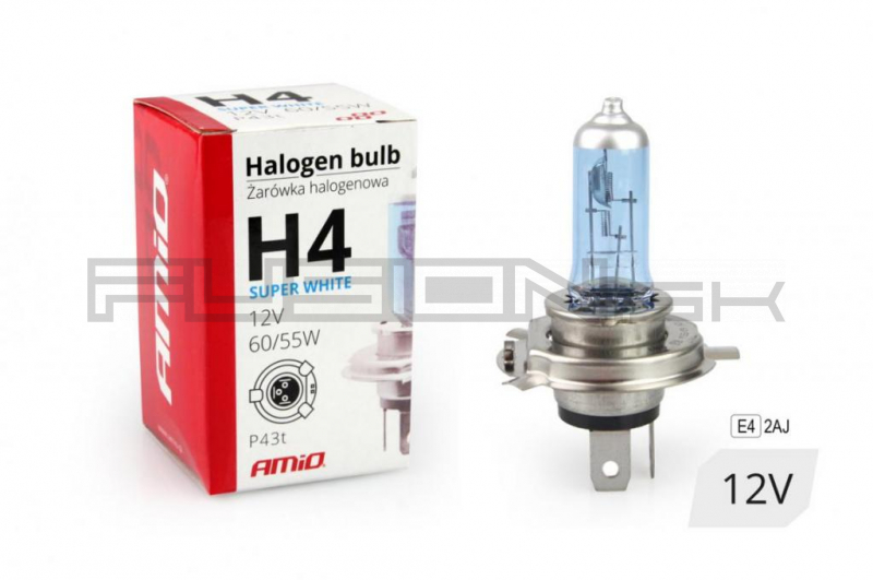 Halogen bulb H4 12V 60/55W UV filter (E4) Super White - Halogen bulbs