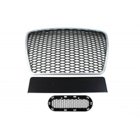 [Grill Audi A6 C6 RS-Style Matt ezüst-fekete 09-11]