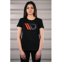 [Womens Black T-shirt with red logo]