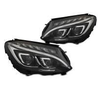 [Fényszórók True Drl Fekete Mercedes W205 14-18-hoz ]