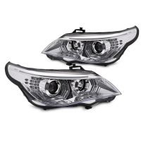 [Fényszórók Angel Eyes Led 3d Chrome Bmw E60 E61 03-07]