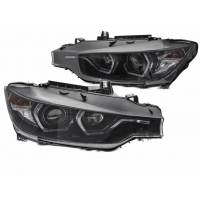 [Fényszórók Angel Eyes Sárga Led Drl Fekete Bmw F30/F31 11-15]