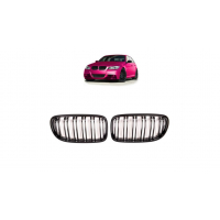 [Grill BMW 3 E90 E91 Facelift Dual Line Matt Fekete]