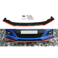 [Maxton Design első lökhárító spoiler ver.4 Subaru BRZ Mk1 Facelifthez, carbon-Look, piros vonallal]