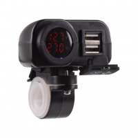 [2x USB nabíječka s voltmetrem/teploměrem na motocykl]