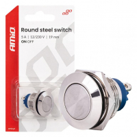 [Round steel switch ON/OFF 19mm 5A 12/230V AMIO-04474]