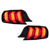 [Teljes LED hátsó lámpák, amelyek alkalmasak a Ford Mustang VI S550 (2015-2019) modellhez, piros színben, dinamikus szekvenciális irányjelzőkkel.]