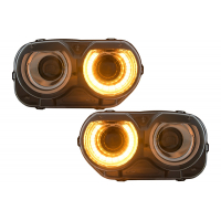 [LED fényszórók, amelyek alkalmasak a Dodge Challenger (2015-2023) modellekhez, fekete RGB világítással]