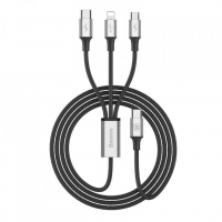 [BASEUS USB-C kábel 3 az 1-ben Lightning / Micro fekete 3A 120 cm]