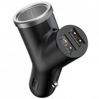 [BASEUS Y típusú autós töltő 2xUSB 3,4A 40W fekete]