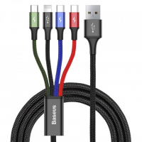 [BASEUS 4 az 1-ben USB kábel fekete, Lightning / Micro 3.5A 120 cm]