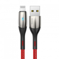 [USB to Lightning LED lámpával Baseus Vízszintes piros 100 cm 2.4A]