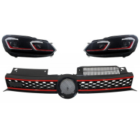 [Középső rács Első rács VW Golf 6 VI (2008-2012) modell, LED-es fényszórókkal, dinamikusan szekvenciális kanyarodólámpák, GTI Design]