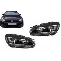 [VW Golf 6 VI (2008-2013) Golf 7 3D LED DRL U-Design LED Flowing Turning Light króm használható fényszórók]